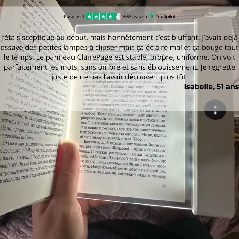 Lampe de lecture à panneau lumineux